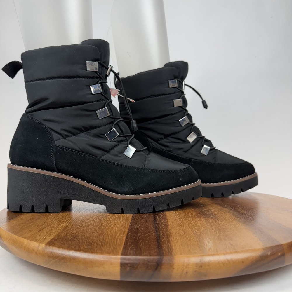 Womens‎ Blondo Daylor Black Quilted Nylon Waterproof Casual Heeled Boots Size 10